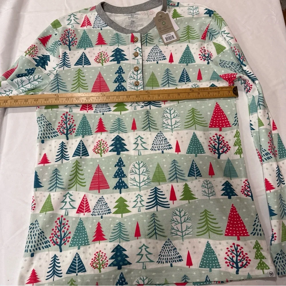 Honest Baby Co Festive‎ Tree Print Long Sleeve PJ Shirt